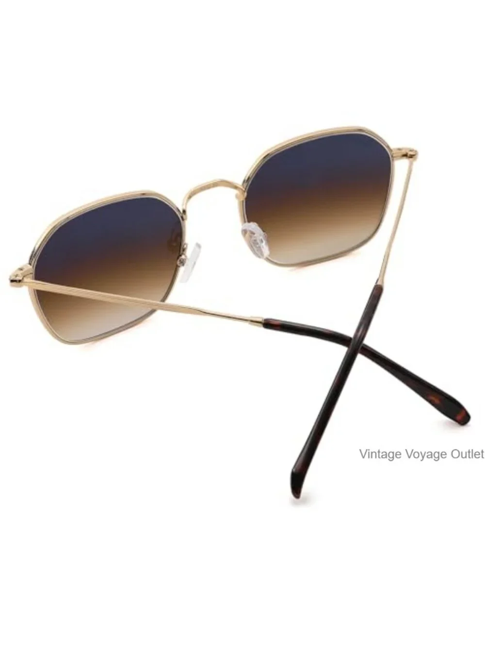 Hexagonal Sunglasses with 100% Real Glass Lens UV400 Metal Frame